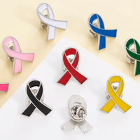 Broche de sensibilisation à la prévention du VIH en ruban noir, badge commémoratif en métal, accessoire élégant pour vêtements et revers