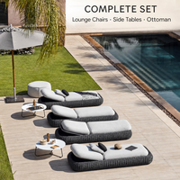 Chaise longue d'extérieur en rotin tressé avec dossier réglable, transat de jardin pour terrasse et piscine