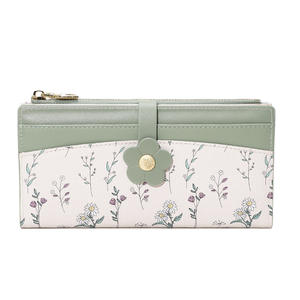 Cartera Larga de Cuero PU con Diseño de Flores para Mujer, Monedero con Botón, Delgado, para Monedas y Billetes, de Poliéster Resistente - Product Image 6