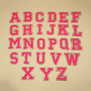 Hot Sale Cheap Self Adhesive 8cm Glitter Gold Edge Colorful Embroidered Letter Chenille Patches - Product Image 3