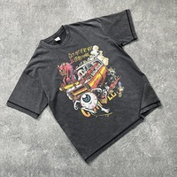 Kaos Oblong Lengan Pendek Motif Grafis Retro Amerika untuk Musim Semi & Musim Panas, Kasual, Oversize, Serbaguna, dan Modis
