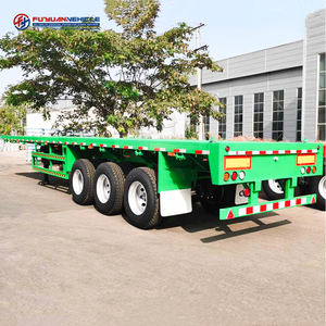 Meilleur prix Vercoe 30 40 50 tonnes 2 3 4 essieux semi-remorque à plateau plat remorque porte-conteneurs 48 pieds 40 pieds 20 pieds remorque à plateau plat à vendre - Product Image 3