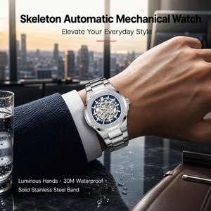 Reloj Mecánico Analógico Antiguo para Hombre, Relojes Mecánicos Transparentes con Diseño de Calavera para Hombre, Reloj de Lujo con Logotipo Personalizado, Reloj de Esqueleto para Hombre - Product Image 4