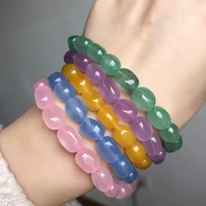 <span class=keywords><strong>Perles</strong></span> de chalcédoine ovales 8x10mm, <span class=keywords><strong>perles</strong></span> de riz lisses irrégulières, pierres roulées pour la fabrication de bijoux DIY, bracelets et colliers, vente en gros - Product Image 4