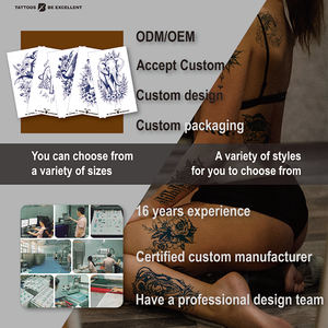 Tatuaje Semipermanente Realista de Animal Azul Oscuro para <span class=keywords><strong>Hombres</strong></span> y Mujeres, Material de Papel Herbal Impermeable, Duración de 2 Semanas, Resistente al Sudor - Product Image 3