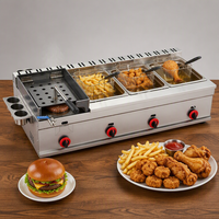 Friteuse à poulet professionnelle à triple foyer en acier inoxydable, cuisinière à cadre unique, équipement de cuisine robuste à réduction de bruit