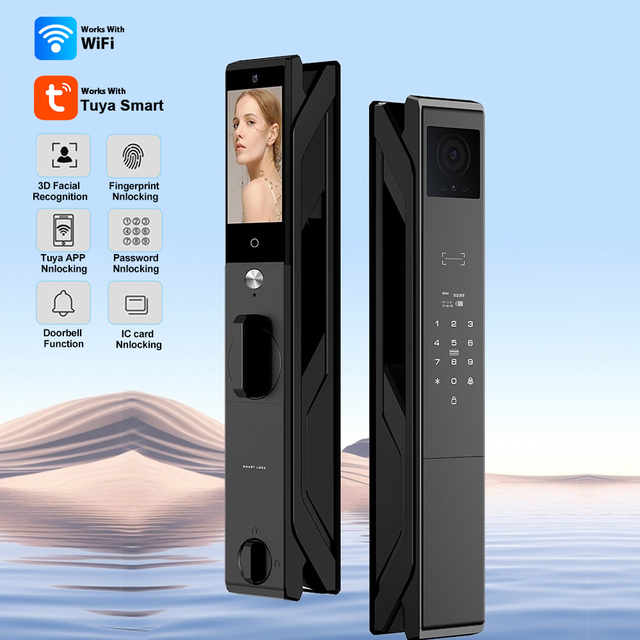 TUYA Smart Face Palm Vein Recognition 4.5-inch 1080P Video Intercom Fully Automated Home Lock Aluminum Memory Card 2 Batteries 3