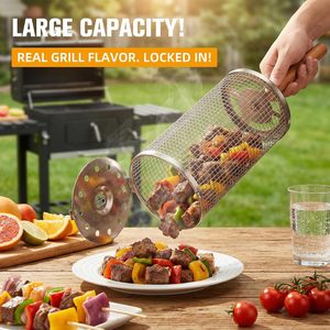 Summer Hot Selling <b>BBQ</b> Accessories <b>BBQ</b> Cylinder Factory Direct Sale Accept Customization Rolling Grilling Basket - Product Image 4