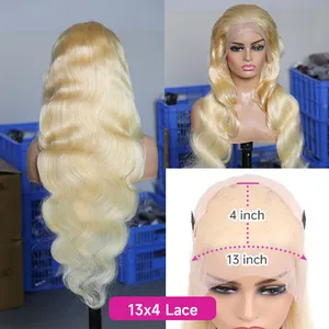 Perruques Full Lace Frontal Wig 613 brésiliennes, cheveux naturels, lisses, blondes 360, longues de 30 pouces, perruques Lace Front Wig transparentes HD, vente en gros, 613