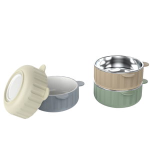 Trẻ em sứ bát với Silicone tay áo sứ Toddler Bát ngũ cốc trẻ em chống bỏng thực phẩm container bé BÁt - Product Image 3