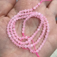 3mm Rose Opale Rose Quartz Cristal Agate Faceted Cut Stone Beads Small Size Loose Nature Gemstone Spacer Beads for Jewelry Making