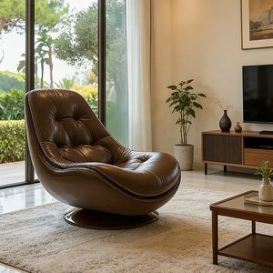 Sillón Reclinable Ergonómico Giratorio de Cuero, Cómodo y Acolchado, Tipo <span class=keywords><strong>Caracol</strong></span>, Respaldo Alto, Sillón para Descansar, Muebles para Lectura <span class=keywords><strong>en</strong></span> Casa u Oficina - Product Image 3