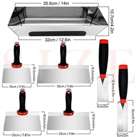 Ensemble de 7 truelles et brosses à boue, en acier inoxydable et aluminium épais, truelles à briques de 5/6 pouces, outils manuels pour la réparation des murs