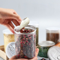 Pot en plastique PET personnalisé avec logo, couvercle en aluminium facile à ouvrir, pour le stockage de bonbons et de biscuits, emballage alimentaire sans BPA