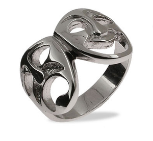 Anillos de plata para hombre, anillo de dedo de elemento chino, sortija de Teatro de plata de ley de broma - Product Image 1