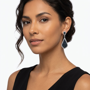 Diamond Drop <b>Earrings</b> 2.69 Cttw Round Cut White <b>Blue</b> Fancy In 925 Sterling <b>Silver</b> Prong Set For Women Wedding - Product Image 2