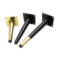 Pieds de meubles TOPCENT en fer conique de 100 mm à 400 mm, en laiton doré, pour chaise, lit, armoire, canapé, finition chromée