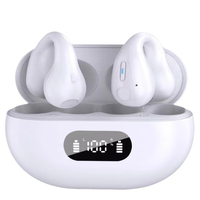 Auriculares de Conducción Ósea LED, Auriculares TWS con Clip para la Oreja, BT5.3, Táctiles, Inalámbricos, Pantalla Digital, Auriculares Deportivos HIFI