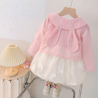 Nouvel ensemble 2 pièces pour filles de 1 à 3 ans, printemps-automne, avec col à fleurs en dentelle, mignon et élégant