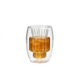 Tasse en verre borosilicate double paroi de 200 ml, faite à la main, sans plomb, isolée, pour café, thé, latte, expresso, réutilisable, en gros - Product Image 2