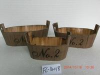Kerajinan kayu Nordic untuk membuat vas oval tua dengan benang kotak bunga pegangan tangan dekorasi rumah pot bunga sukulen