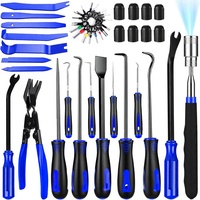 Kit de 46 outils de démontage de garnitures automobiles : crochets, pinces à clips, extracteurs de bornes, grattoirs de joints et extracteur magnétique télescopique pour voiture