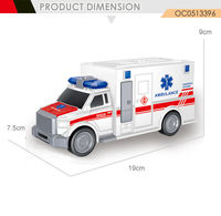 Venta al por mayor unisex 1:20 niños coche de juguete ambulancia coche modelo fundido a presión con construcción de plástico de fricción