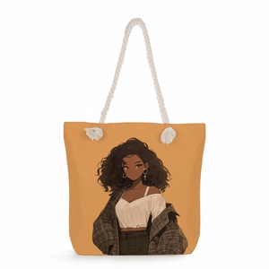 Clássico All-In-One Grande Capacidade Feminino Tote Saco De Praia Fabricantes New Black <span class=keywords><strong>Girl</strong></span> Impresso Bolsa De Ombro Eco-Friendly - Product Image 5