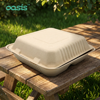 Boîte à lunch jetable biodégradable en bambou Oasis sans PFAS, résistante à la chaleur, anti-fuite, anti-graisse, capacité 1-3L, emballage alimentaire à emporter