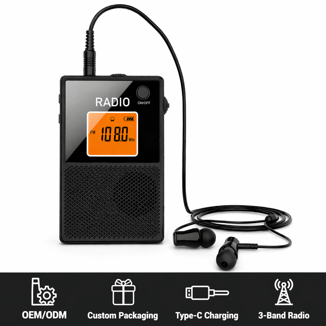 Portable Digital Fm Am Sw Radio with Type C Charging Auto Scan Channels Rechargeable Pocket Receiver for Outdoor Use