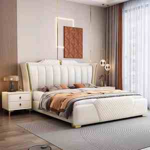 Cama Moderna Tapizada, Juego de Muebles de Dormitorio, Cama de Lujo <span class=keywords><strong>con</strong></span> Armazón de Metal, Tamaño Queen/King, Cama Suave y Cómoda de Cuero Sintético <span class=keywords><strong>con</strong></span> Almacenamiento - Product Image 4