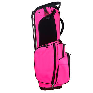 उच्च गुणवत्ता वाले चमड़े और पॉलिएस्टर वाटरप्रूफ जिपर बंद करने वाली महिलाओं के लिए गर्म गुलाबी 14-वे गोल्फ स्टैंड बैग - Product Image 4