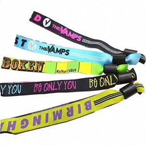 Pulsera dorada Fiesta Festival Tela Deslice tela personalizada con cierre a presión de plástico unidireccional Cierre de pulsera - Product Image 6