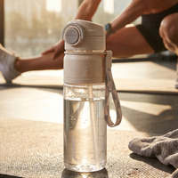Gourde de sport antidérapante à double ouverture 400 ml en plastique avec poignée et couvercle en silicone pour enfants