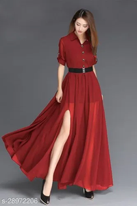 Super Oferta 2026 Vestido de Fiesta para Mujer con Diseño Liso, Mangas 3/4, Material Georgette - Product Image 2