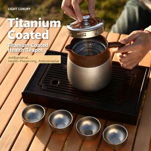 Thermos isotherme en titane à double paroi personnalisé de 700 ml, pot de camping en acier inoxydable, flacons isothermes, <span class=keywords><strong>théière</strong></span>, bouilloire avec <span class=keywords><strong>infuseur</strong></span> - Product Image 2