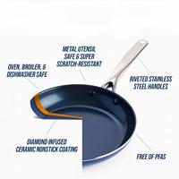 Ensemble de 10 ustensiles de cuisine antiadhésifs, casseroles et poêles en céramique diamantée, sans PFAS, casseroles et poêles de cuisine.