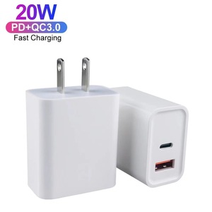 Chargeur PD 20W double port USB C, adaptateur de charge rapide, norme américaine, blanc - Product Image 2