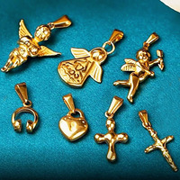 En stock, pendentif pour homme plaqué or, accessoires de bijouterie, acier inoxydable, rose de la boussole, charme Cupidon ange, pendentif croix tendance, vente chaude