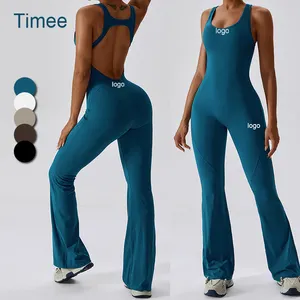 Eendelige Jumpsuit Sportkleding Conjuntos Deportivos Mujer Yoga Broek Flare Leg Vrouwen Jumpsuit 2023