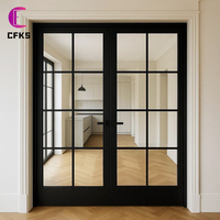 Porte d'entrée double en fer forgé noir, décorative, en métal, avec bonne étanchéité, pour patio, cour, entrée