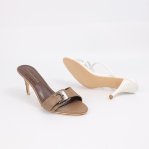 2025ZA Nuovi <span class=keywords><strong>Sandali</strong></span> <span class=keywords><strong>Estivi</strong></span> Eleganti da Donna, Mules Beige in PU con Fibbia, <span class=keywords><strong>Tacco</strong></span> Sottile <span class=keywords><strong>Medio</strong></span>, Punta Aperta e Talloniera Aperta - Product Image 4