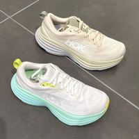 Chaussures de sport décontractées unisexes HOKAS Bondi avec logo en relief, marque de créateur, lacets, semelle épaisse, augmentant la taille, en cuir véritable