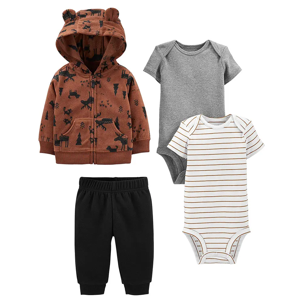 Customization Children Pajamas Sets Waffle Summer Short Sleeve Knitted Cotton Tops Boys Girls Outfits 2 Pieces Baby Clothing Qua