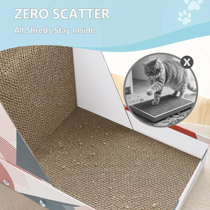 Stocked <b>Interactive</b> L-Shaped <b>Cat</b> Scratcher Protector and Bed Scratch Board <b>Cat</b> <b>Toy</b> with 4 Levels Corrugated Cardboard - Product Image 2
