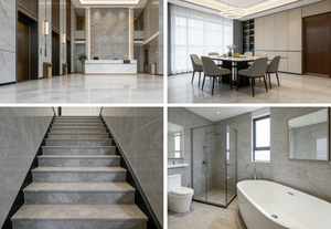 Marbre gris naturel Martin, base gris foncé moyen avec des veines craquelées subtilles pour la décoration des sols et des murs - Product Image 6