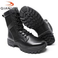 Botas de Trabajo Industriales de Seguridad Resistentes, Personalizadas al por Mayor, Negras, de Cuero, con Cierre Lateral, Cordones y Antideslizantes para Hombre