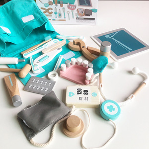 Éducation précoce Cadeau Injection En <span class=keywords><strong>Bois</strong></span> Médecin Jouet Ensemble Médecin Kit Enfant Médecin Jouet Médecine Boîte Jouets Cadeaux Maison Stéthoscope - Product Image 2