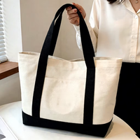 Sac fourre-tout en toile pour femme avec logo, sac fourre-tout en toile de coton 12 oz pour femme, sac de shopping et de voyage réutilisable et résistant avec poche