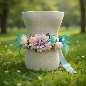 Cinturón floral con plumas para mujer, cinturón transpirable de algodón y elastano, cinturón de corsé a la moda para primavera y verano, modelo 42910 - Product Image 3